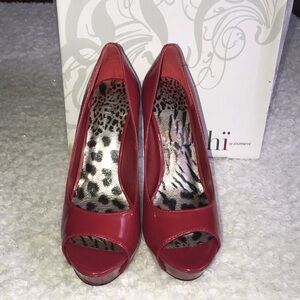 Shi by Journeys Red Peep Toe Heels 7.5